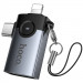 Переходник Hoco UA46D OTG 2in1 Lightning male/Type-C male to USB female (Metal gray) в магазине vchehle.ua