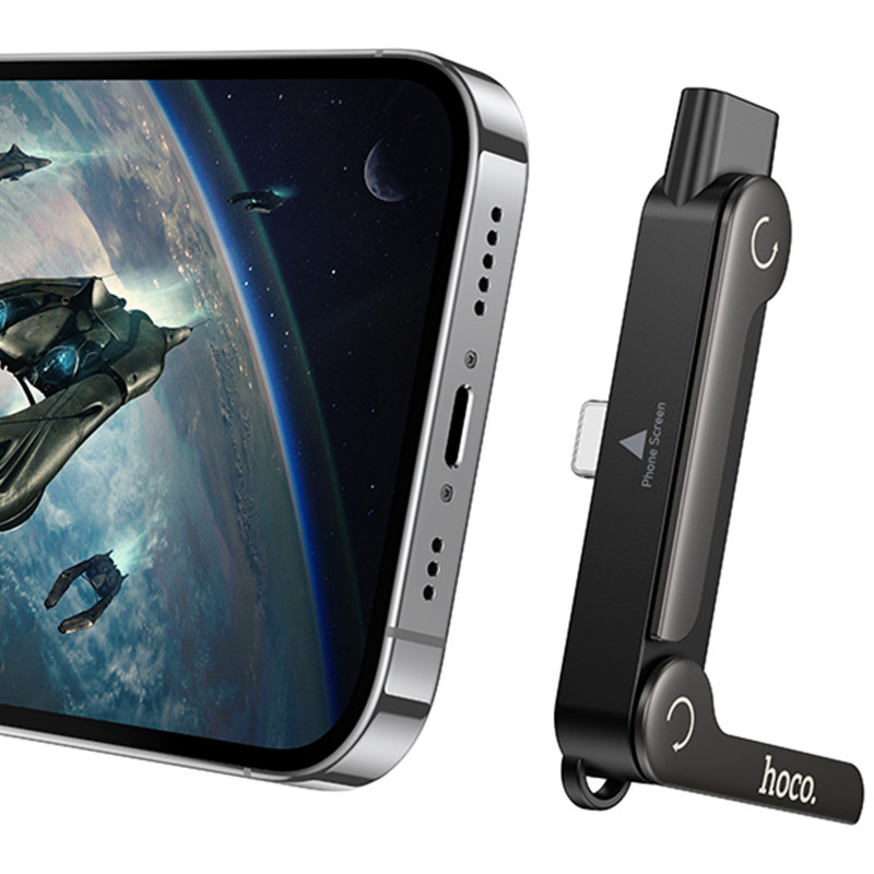Купить Переходник Hoco UA47 Lightning male to Type-C female adapter (Black) на vchehle.ua