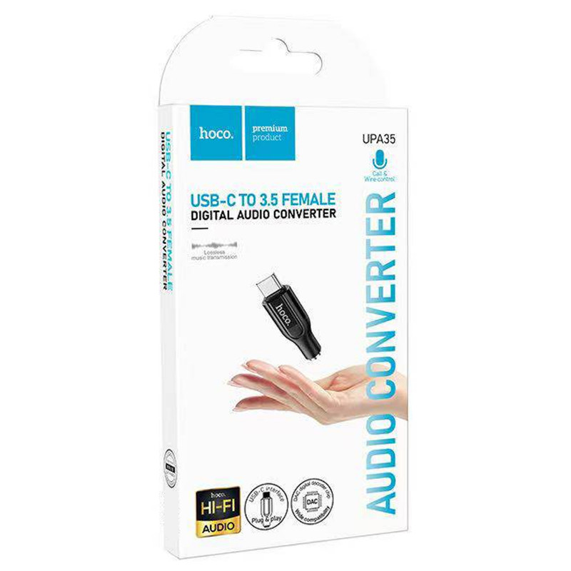 Фото Перехідник Hoco UPA35 Mia Type-C to 3.5mm (Black) на vchehle.ua