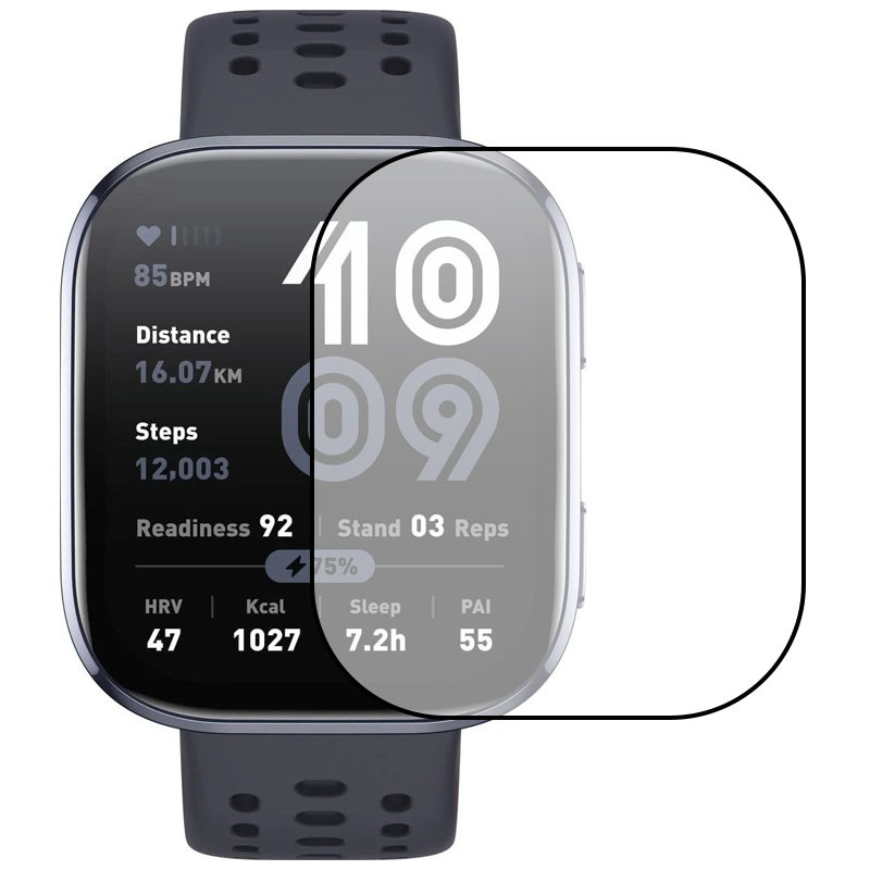 Полимерная пленка 3D (full glue) (тех.пак) для Xiaomi Amazfit Bip Max (Черный)