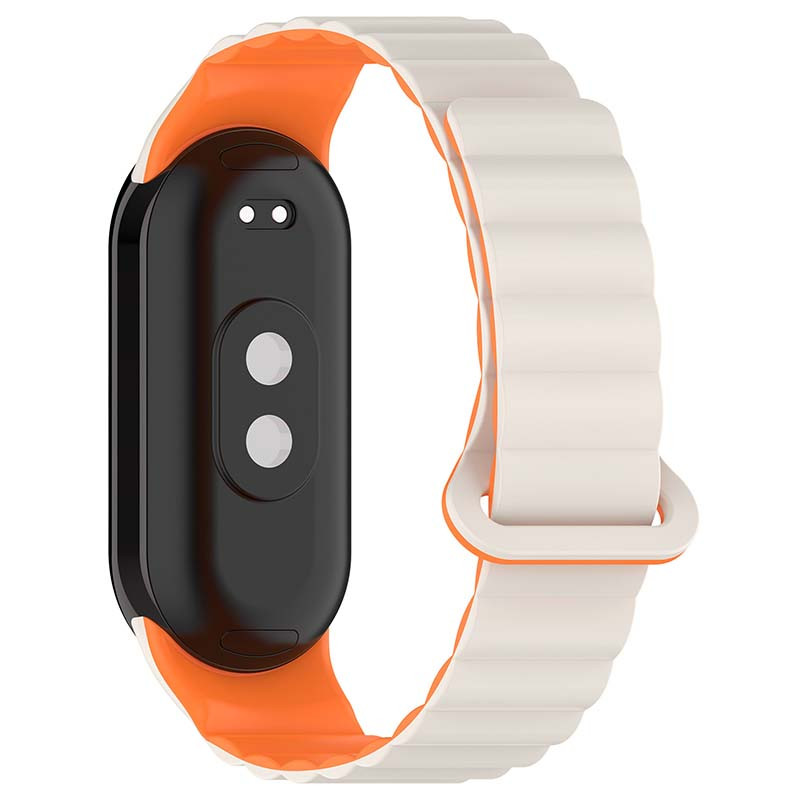 Фото Ремешок Dual-color Magnetic для Xiaomi Mi Band 9/8/10 (White / Orange) на vchehle.ua