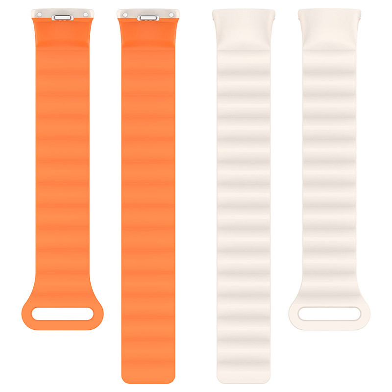 Ремешок Dual-color Magnetic для Xiaomi Mi Band 9/8/10 (White / Orange) в магазине vchehle.ua