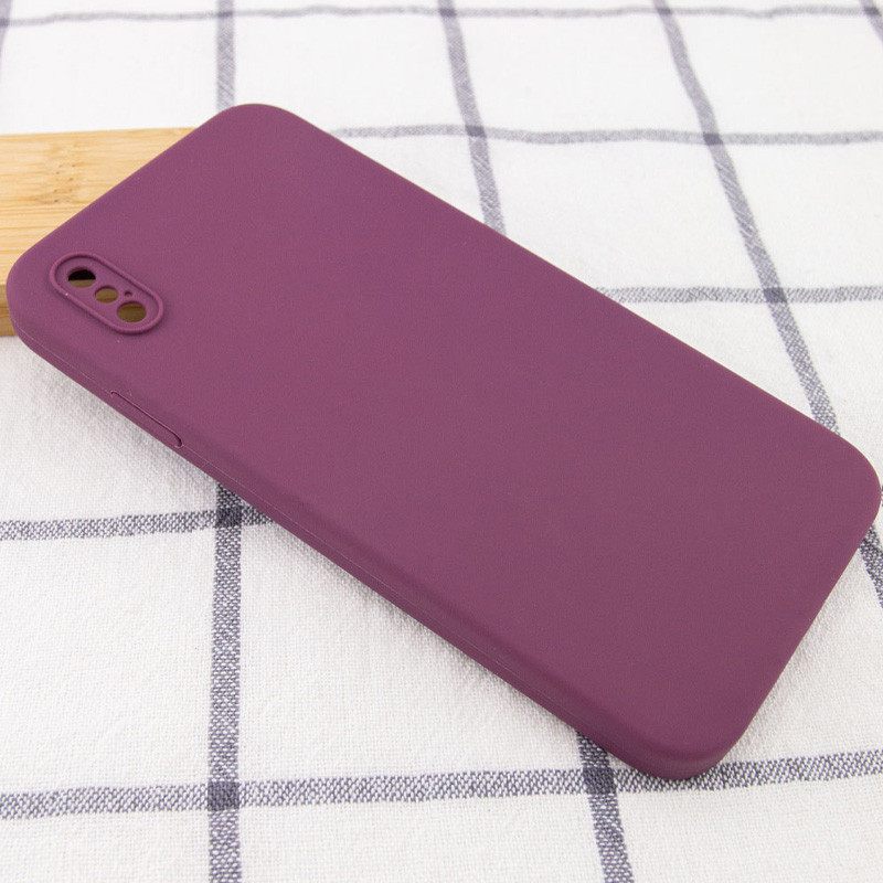 Фото Silicone Case Square Full Camera Protective (AA) NOLOGO на Apple iPhone X / XS (5.8") (Бордовий / Maroon) на vchehle.ua