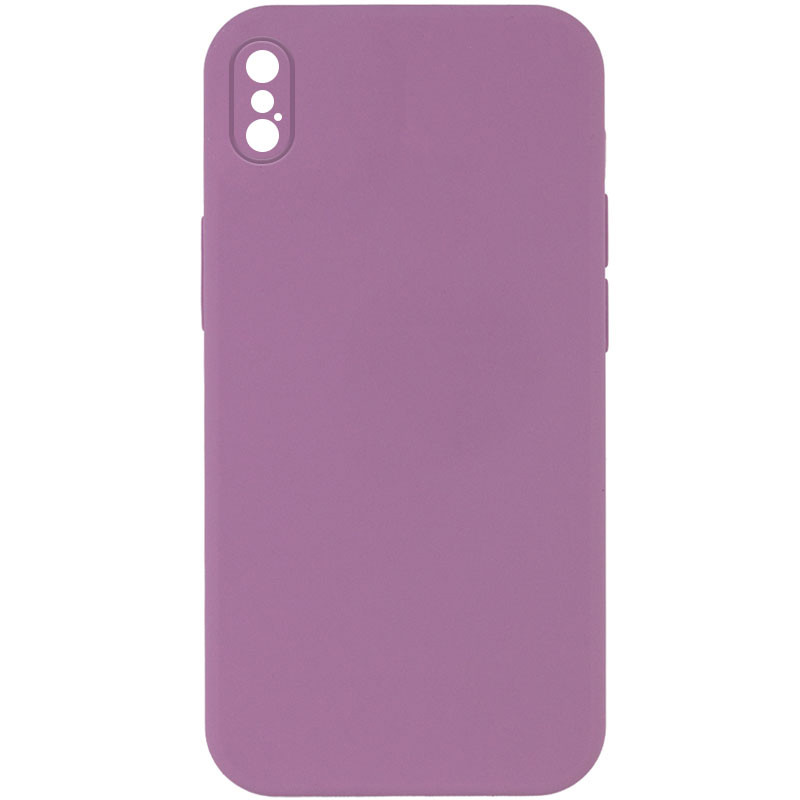 Silicone Case Square Full Camera Protective (AA) NOLOGO на Apple iPhone X / XS (5.8") (Ліловий / Lilac Pride)