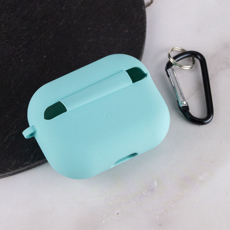 Силіконовий футляр з мікрофіброю для навушників Airpods Pro 3 (Бірюзовий / Marine Green) в магазині vchehle.ua