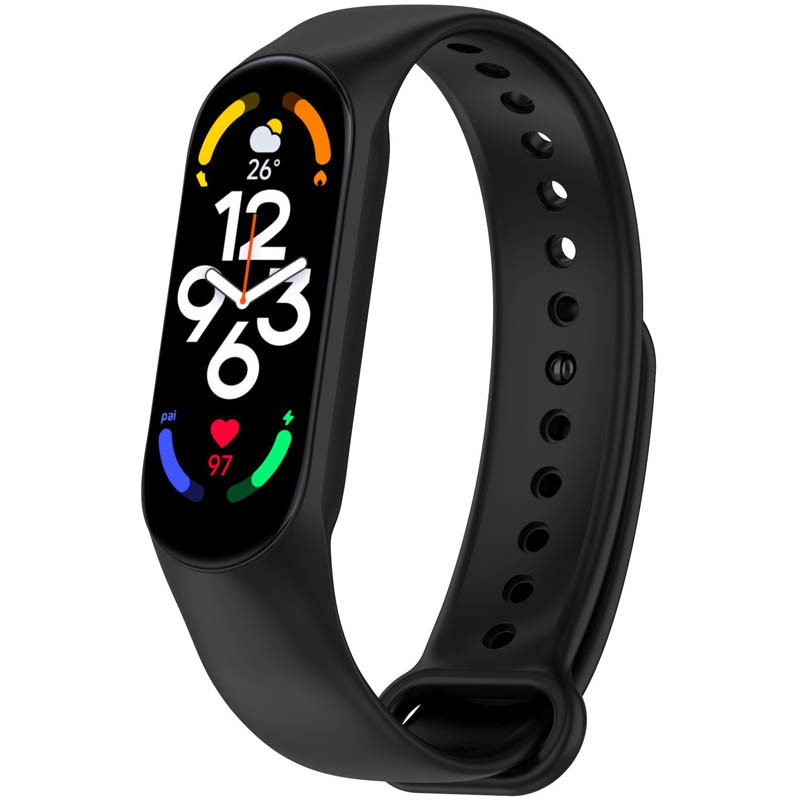 Силиконовый ремешок для Xiaomi Mi Band 7/6/5 (Черный / Black)