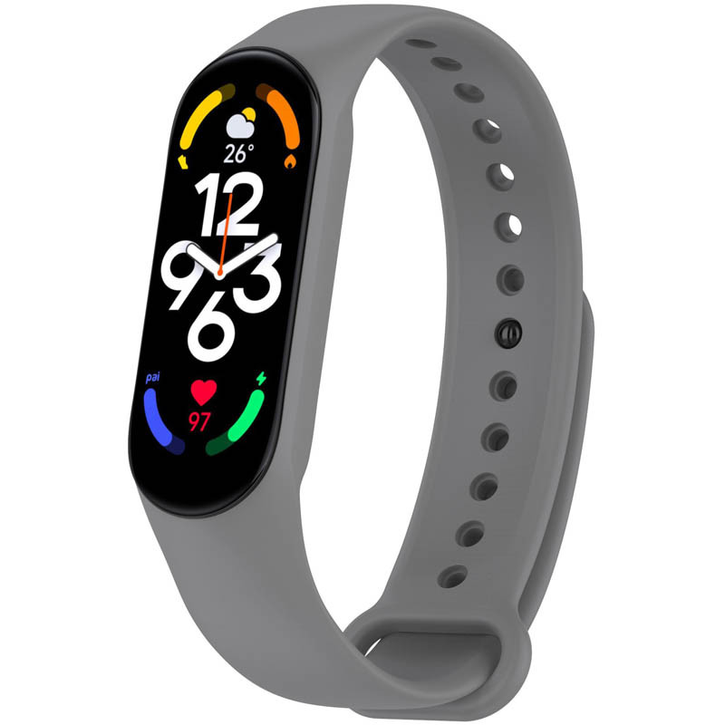 Силиконовый ремешок для Xiaomi Mi Band 7/6/5 (Серый / Gray)