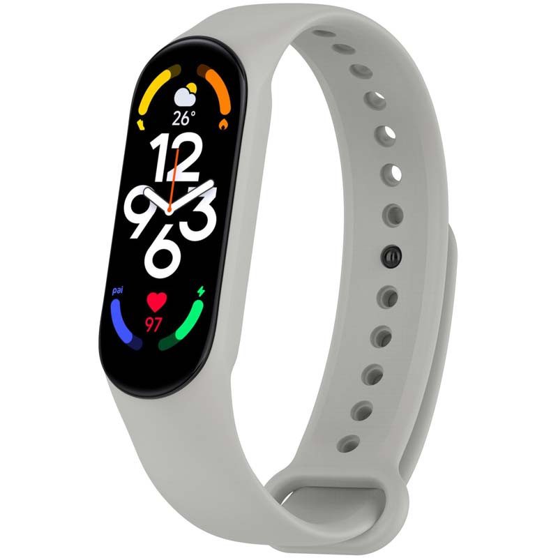 Силиконовый ремешок для Xiaomi Mi Band 7/6/5 (Серый / Light Grey)