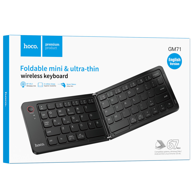 Фото Клавіатура бездротова складана Hoco GM71 Proficient mini 2.4G (Black) на vchehle.ua