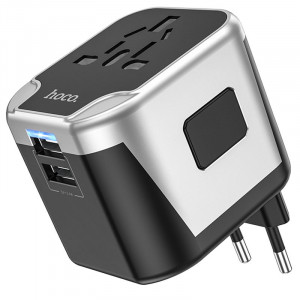 Сетевой универсальный переходник Hoco AC5 Level 2USB+Socket