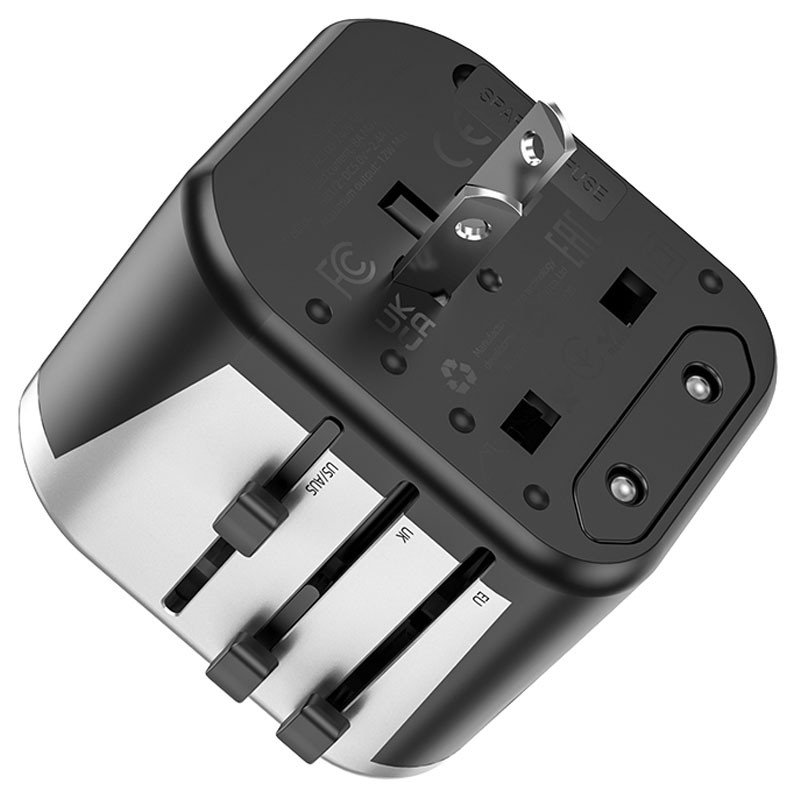 Купить Сетевой универсальный переходник Hoco AC5 Level 2USB+Socket (Black) на vchehle.ua