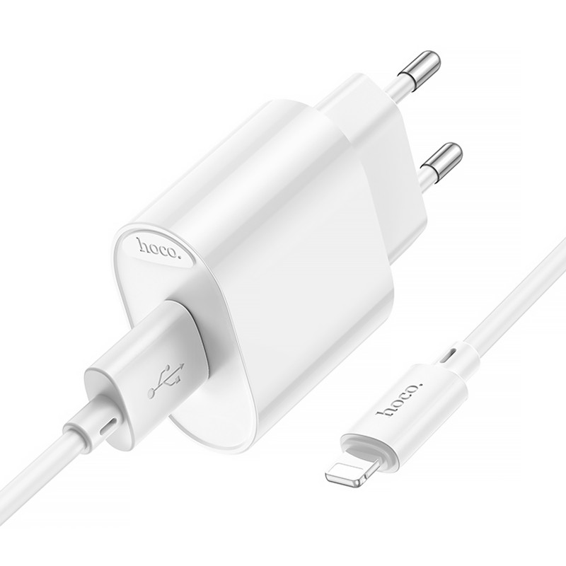 Фото СЗУ Hoco C109A Fighter 10.5W (1USB-A) + кабель USB to Lightning (White) на vchehle.ua