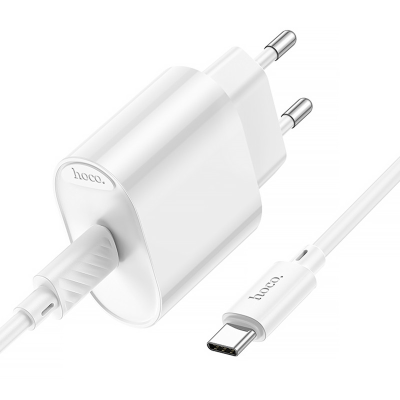 Фото СЗУ Hoco C109A Fighter PD20W (1USB-C) + кабель Type-C to Type-C (White) в магазине vchehle.ua