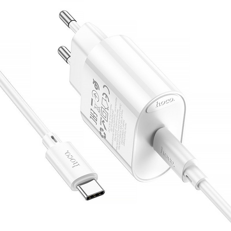 СЗУ Hoco C109A Fighter PD20W (1USB-C) + кабель Type-C to Type-C (White) в магазине vchehle.ua
