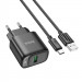 Фото СЗУ Hoco C140A Smart QC3.0 18W (1USB-A) + кабель USB to Type-C (Black) в магазине vchehle.ua