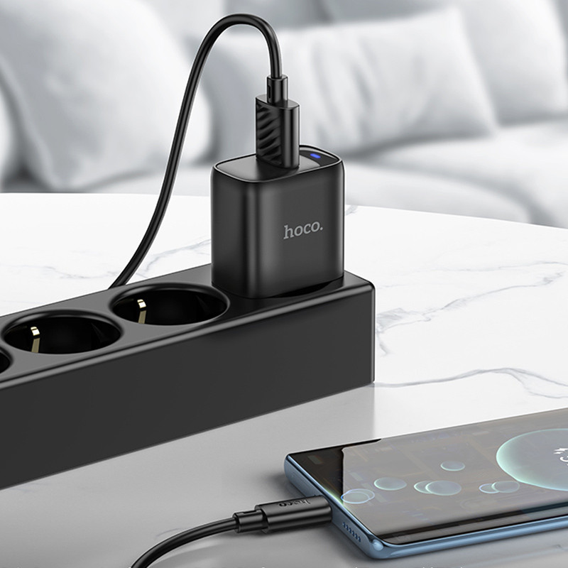 Купить СЗУ Hoco C140A Smart QC3.0 18W (1USB-A) + кабель USB to Type-C (Black) на vchehle.ua