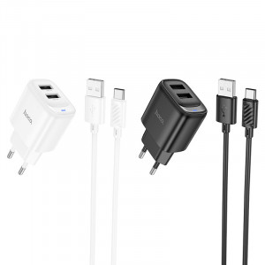 СЗУ Hoco C141A Smart 2.1A (2USB-A) + кабель USB to Type-C