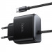 СЗУ Hoco C163A New PD25W (1USB-C) + встроенный кабель Type-C (Black) в магазине vchehle.ua