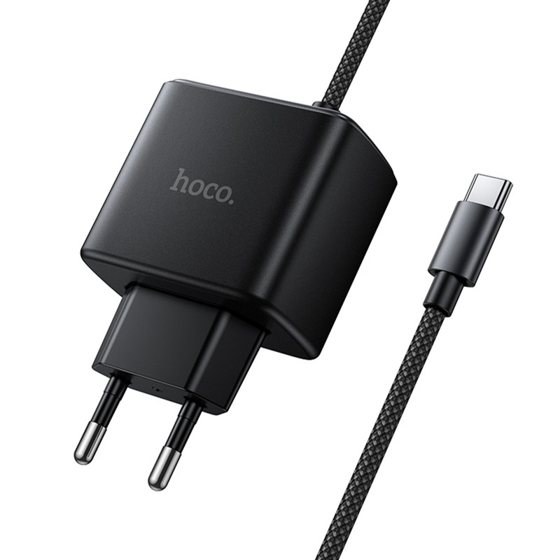 Купить СЗУ Hoco C163A New PD25W (1USB-C) + встроенный кабель Type-C (Black) на vchehle.ua