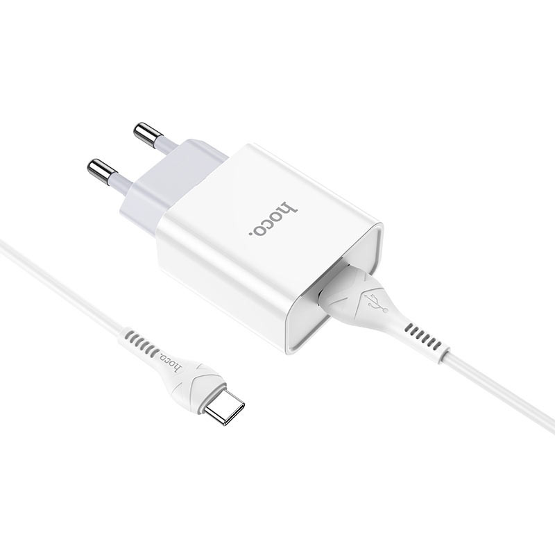 Купити МЗП Hoco C81A Asombroso 2.1A (1USB-A) + кабель USB to Type-C (Білий) на vchehle.ua