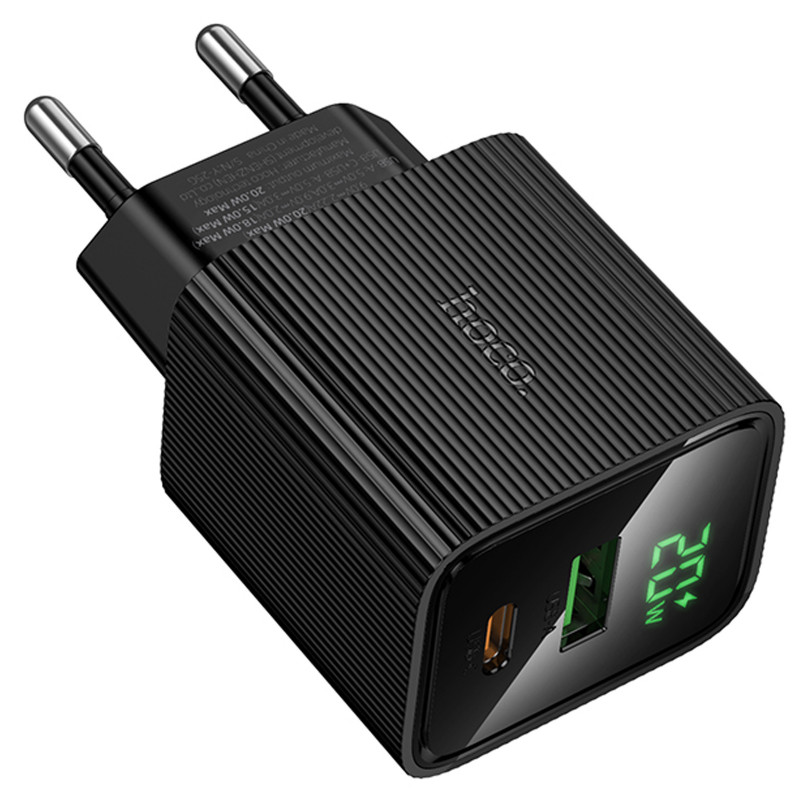 Купить СЗУ Hoco CS83A Excellent with digital display PD20W+QC3.0 (1USB-A/1C) (Black) на vchehle.ua