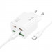 Фото СЗУ Hoco N55 Fundador PD20W+QC3.0 (2USB-A/2C) + кабель Type-C to Type-C (White) на vchehle.ua