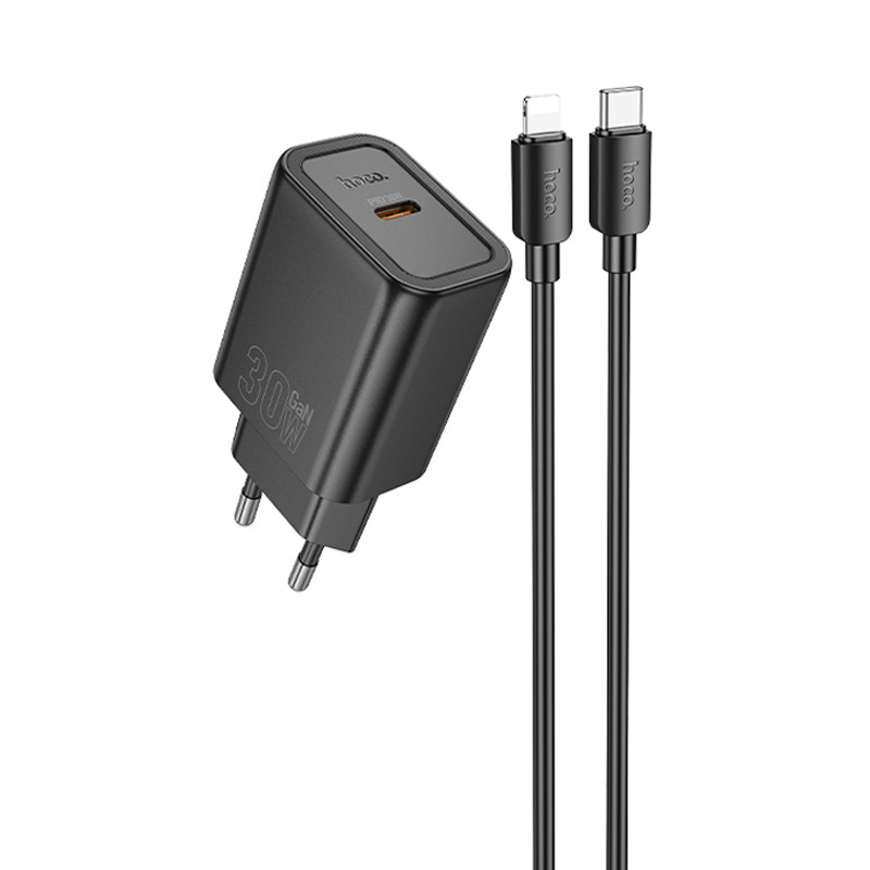 МЗП Hoco N62 Gentle PD30W (1USB-C) + кабель Type-C to Lightning (Black)