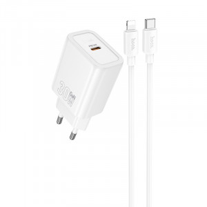 СЗУ Hoco N62 Gentle PD30W (1USB-C) + кабель Type-C to Lightning
