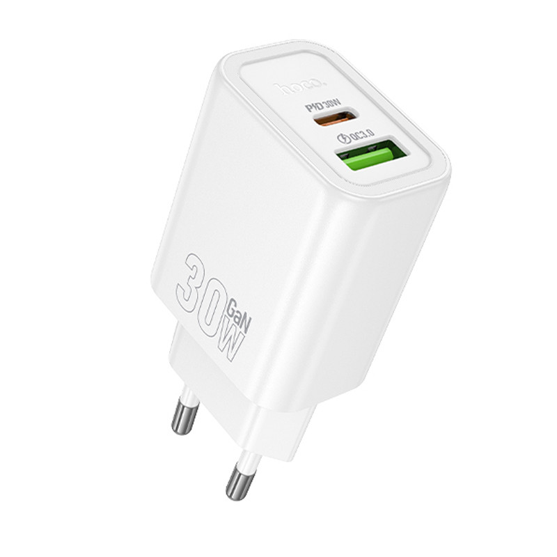 Купить СЗУ Hoco N63 Gentle PD30W+QC3.0 (1USB-A/1C) + кабель Type-C to Lightning (White) на vchehle.ua