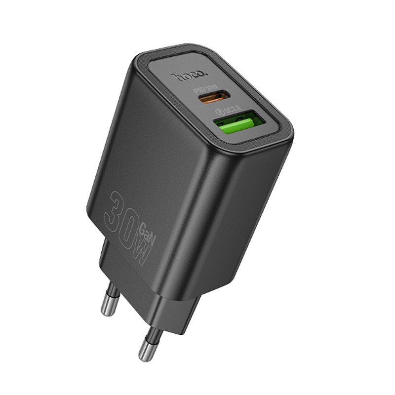 Фото СЗУ Hoco N63 Gentle PD30W+QC3.0 (1USB-A/1C) + кабель Type-C to Type-C (Black) в магазине vchehle.ua