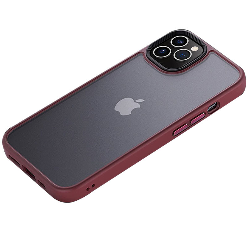 TPU+PC чехол Metal Buttons для Apple iPhone 12 Pro Max (6.7") (Бордовый / Wine Red)