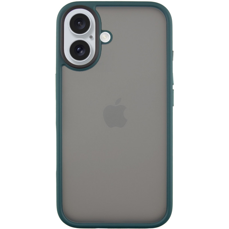 TPU+PC чехол Metal Buttons для Apple iPhone 16 (6.1") (Зеленый / Dark Green)
