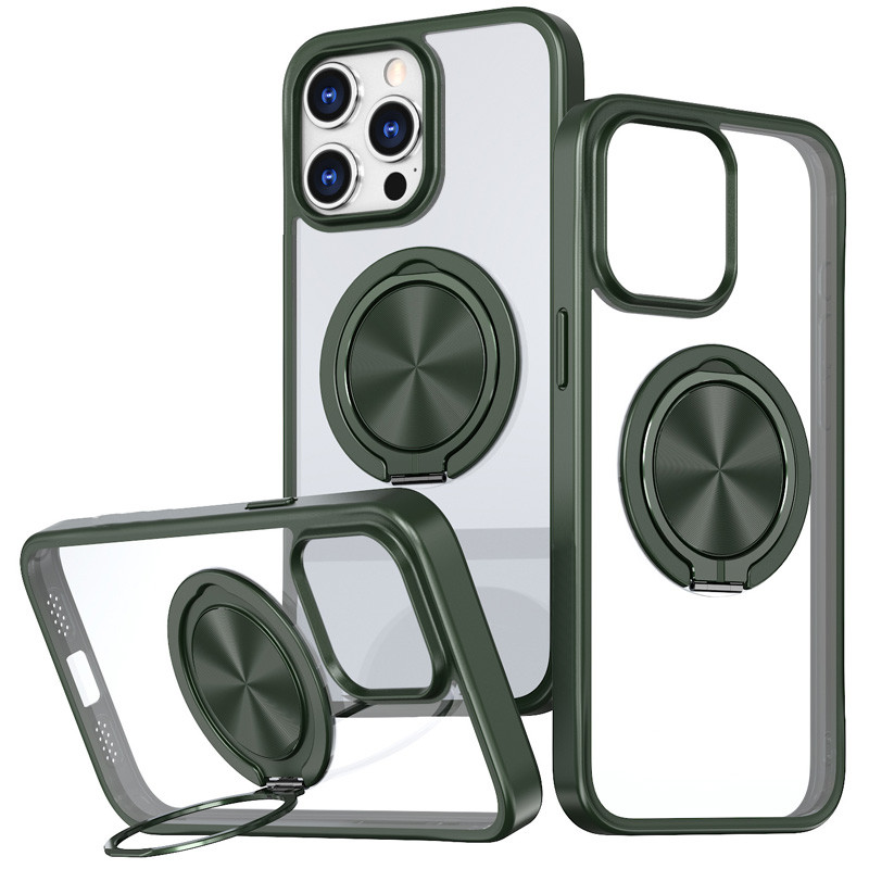 TPU+PC чохол Metal Ring with Magnetic Fit  для Apple iPhone 12 Pro / 12 (6.1") (Зелений)