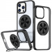 TPU+PC чохол Metal Ring with Magnetic Fit  для Apple iPhone 12 Pro / 12 (6.1") (Чорний)