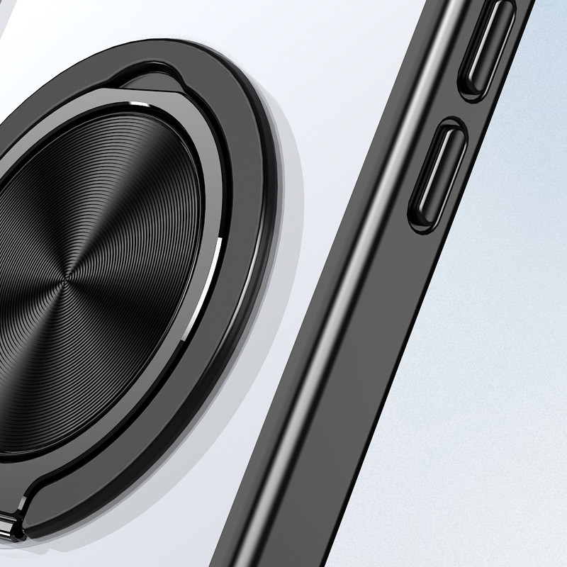 Фото TPU+PC чохол Metal Ring with Magnetic Fit  для Apple iPhone 12 Pro / 12 (6.1") (Чорний) в маназині vchehle.ua