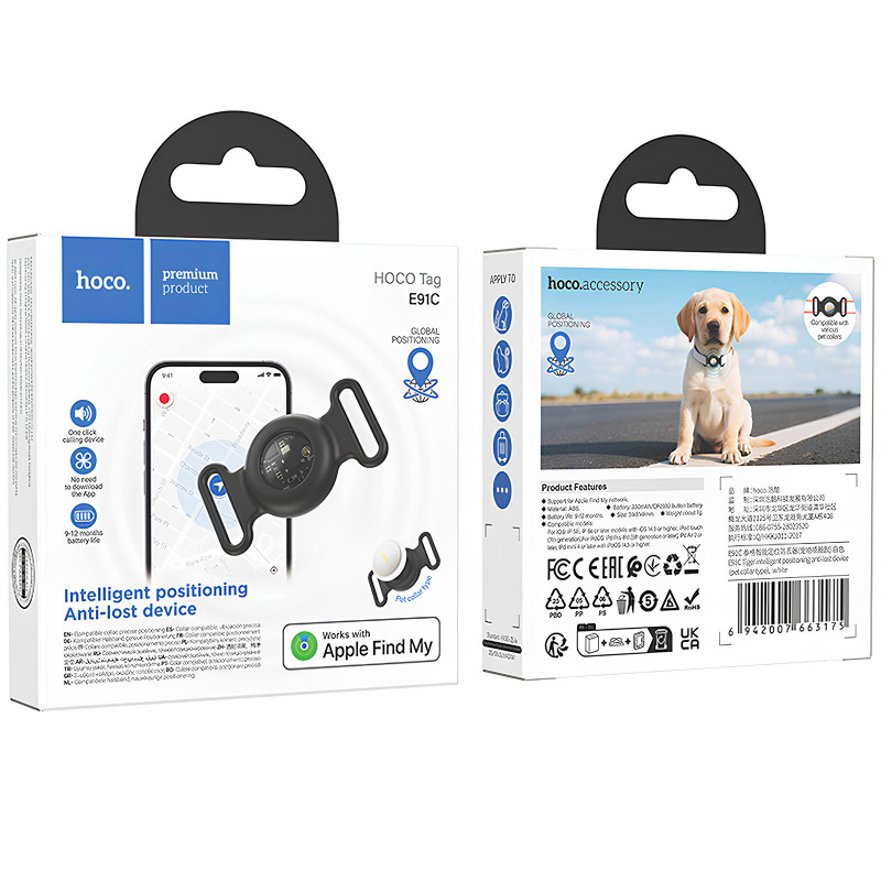 Трекер Hoco E91C Tiger для нашийника 230 mAh (White) в магазині vchehle.ua
