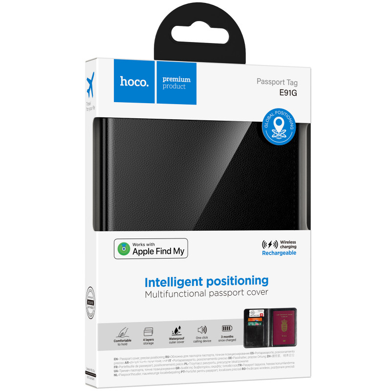 Фото Трекер Hoco E91G Tiger обкладинка паспорта + БЗП 100 mAh (Black) на vchehle.ua