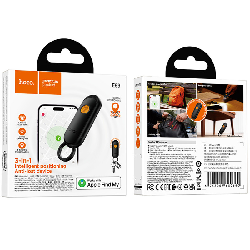 Фото Трекер Hoco E99 Flash + сигнальне підсвічування та вібросигналізація 150 mAh (Black) на vchehle.ua