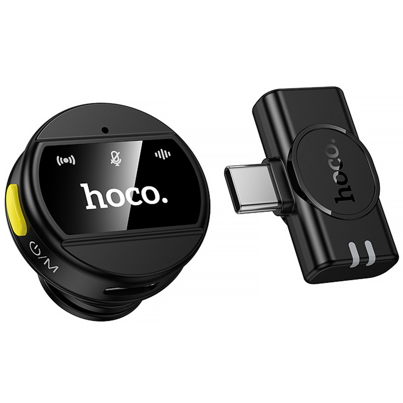 Фото Уценка Петличный беспроводной микрофон Hoco L21 Charm Type-C (Поврежденная упаковка / Black) в магазине vchehle.ua