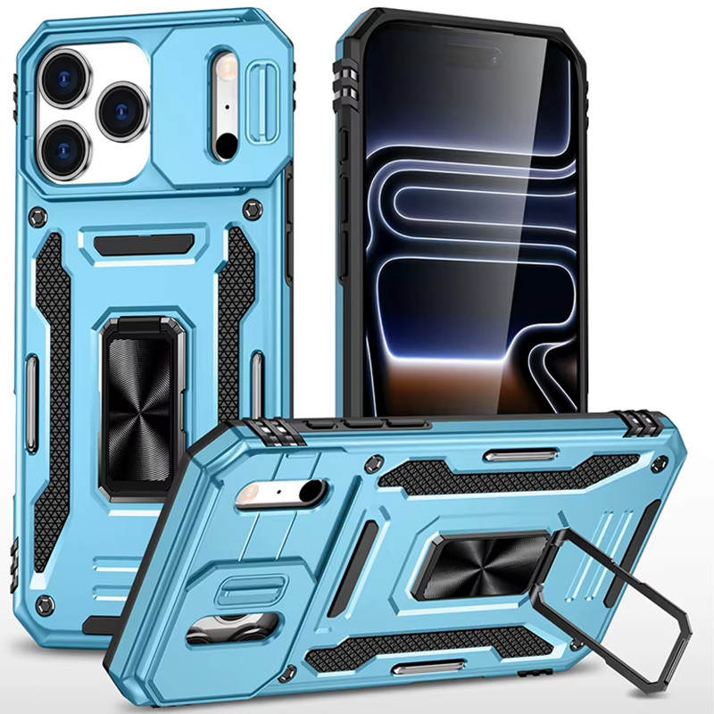 Ударопрочный чехол Camshield Army Ring для Apple iPhone 17 Pro / 18 Pro (6.3") (Голубой / Light Blue)