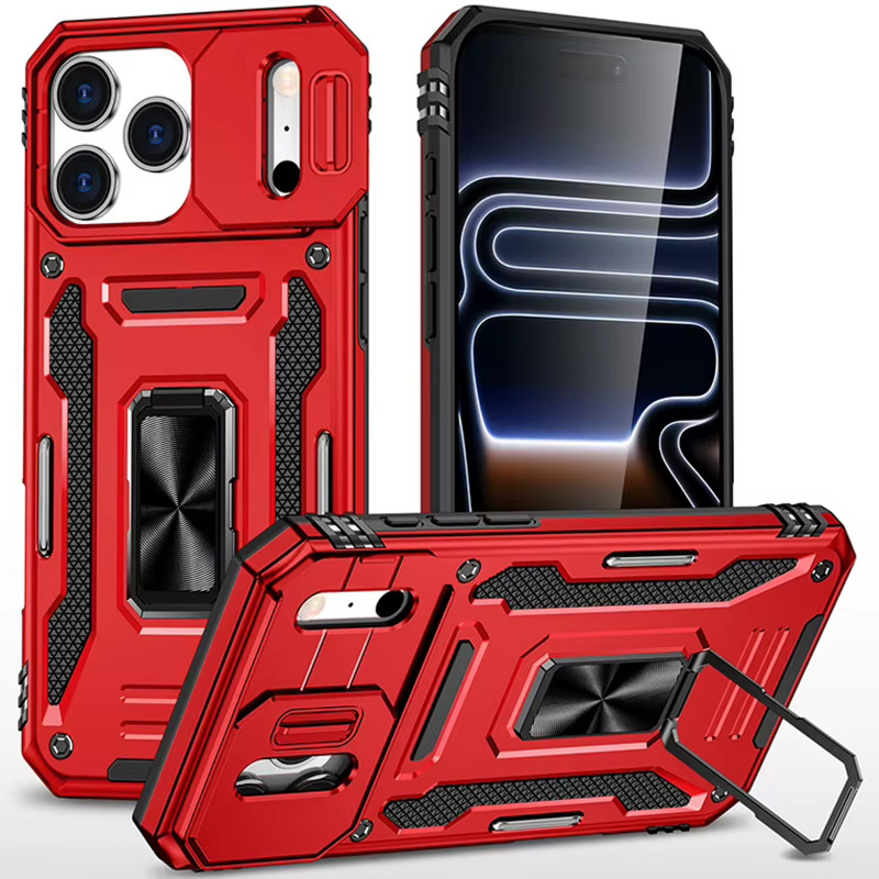 Ударопрочный чехол Camshield Army Ring для Apple iPhone 17 Pro / 18 Pro (6.3") (Красный / Red)