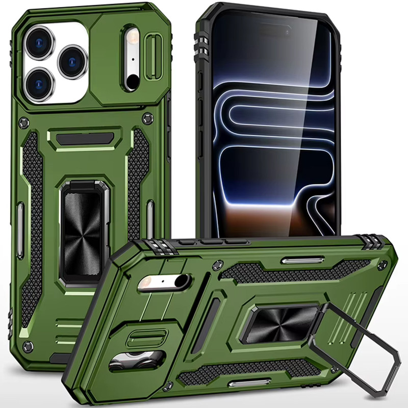 Ударопрочный чехол Camshield Army Ring для Apple iPhone 17 Pro / 18 Pro (6.3") (Оливковый / Army Green)