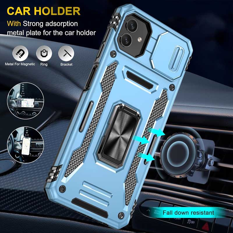 Фото Удароміцний чохол Camshield Army Ring на Samsung Galaxy A08 / A07 (Блакитний / Light Blue) в маназині vchehle.ua