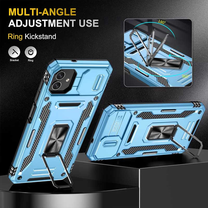 Купити Удароміцний чохол Camshield Army Ring на Samsung Galaxy A08 / A07 (Блакитний / Light Blue) на vchehle.ua