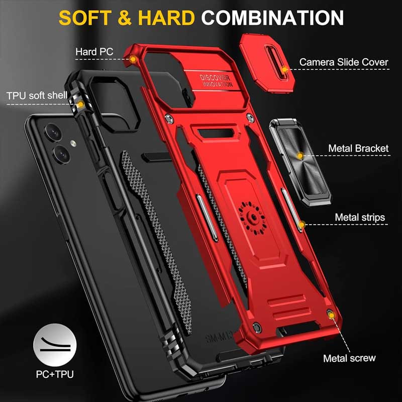 Фото Удароміцний чохол Camshield Army Ring на Samsung Galaxy A08 / A07 (Червоний / Red) на vchehle.ua