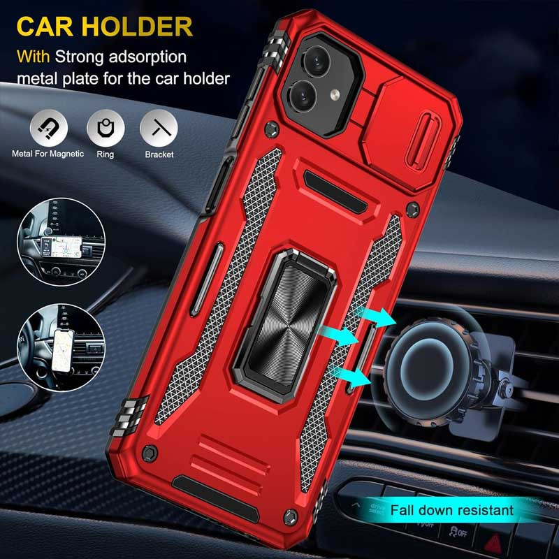 Фото Удароміцний чохол Camshield Army Ring на Samsung Galaxy A08 / A07 (Червоний / Red) в маназині vchehle.ua