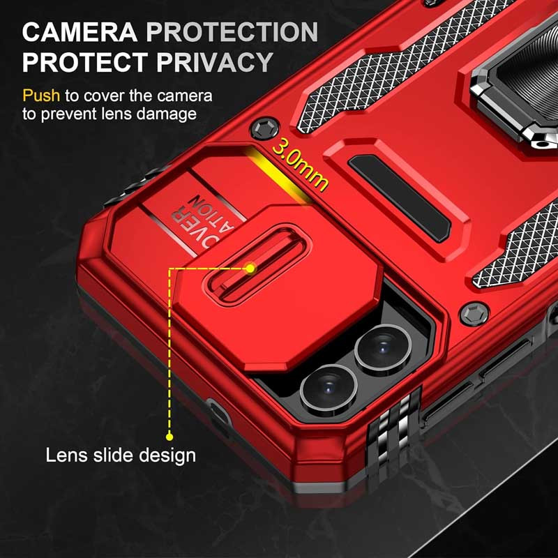 Удароміцний чохол Camshield Army Ring на Samsung Galaxy A08 / A07 (Червоний / Red) в магазині vchehle.ua