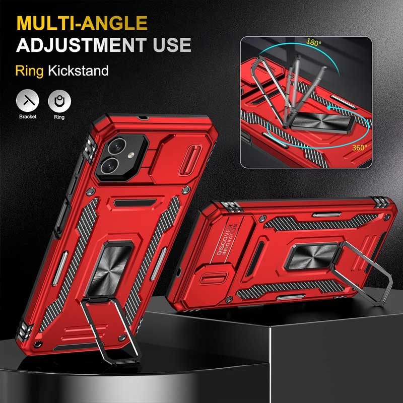 Купити Удароміцний чохол Camshield Army Ring на Samsung Galaxy A08 / A07 (Червоний / Red) на vchehle.ua