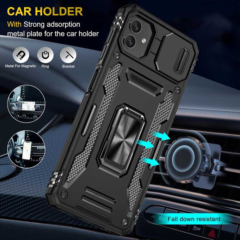 Удароміцний чохол Camshield Army Ring на Samsung Galaxy A08 / A07 (Чорний / Black) в магазині vchehle.ua
