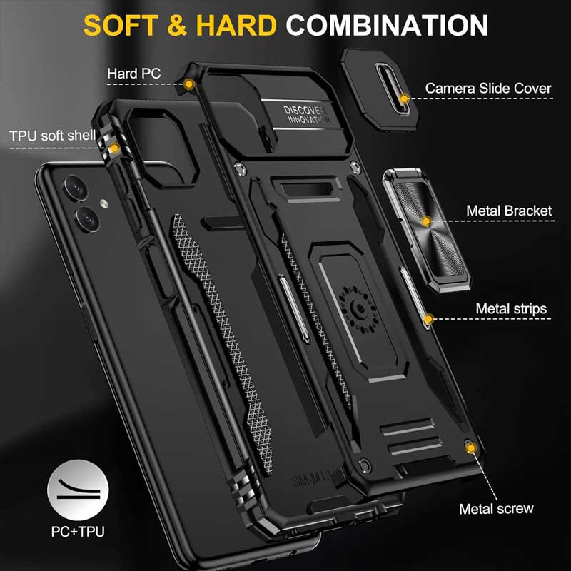 Купити Удароміцний чохол Camshield Army Ring на Samsung Galaxy A08 / A07 (Чорний / Black) на vchehle.ua
